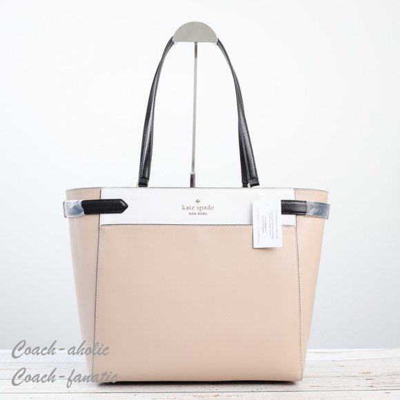 kate spade Handbags - NWT Kate Spade Staci Laptop Tote Triple compartment Leather in Warm Beige